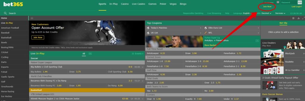 bet365 login create account