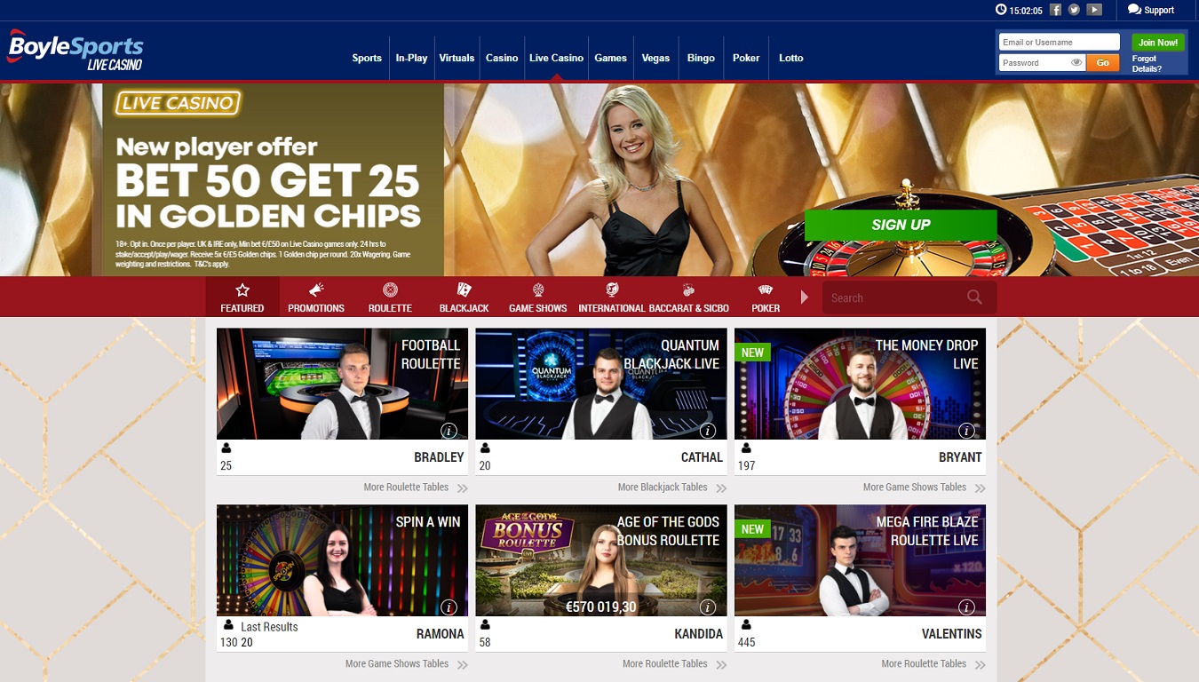 boylesports Live casino