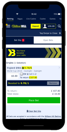 smartphone with william hill app