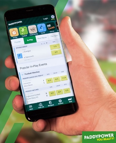 Interface of the paddypower app