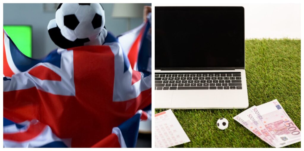 Sports betting in UK and man with british flag