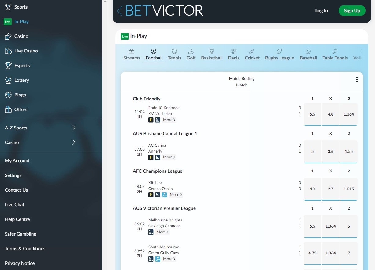 Betvictor in play